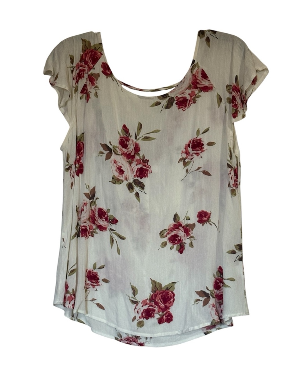 Active USA Rose Floral Scoop Neck Blouse